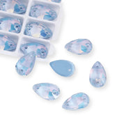 17*28mm Light Sapphire Fancy Glass Crystal, Sew On Gems, Sold in Pairs